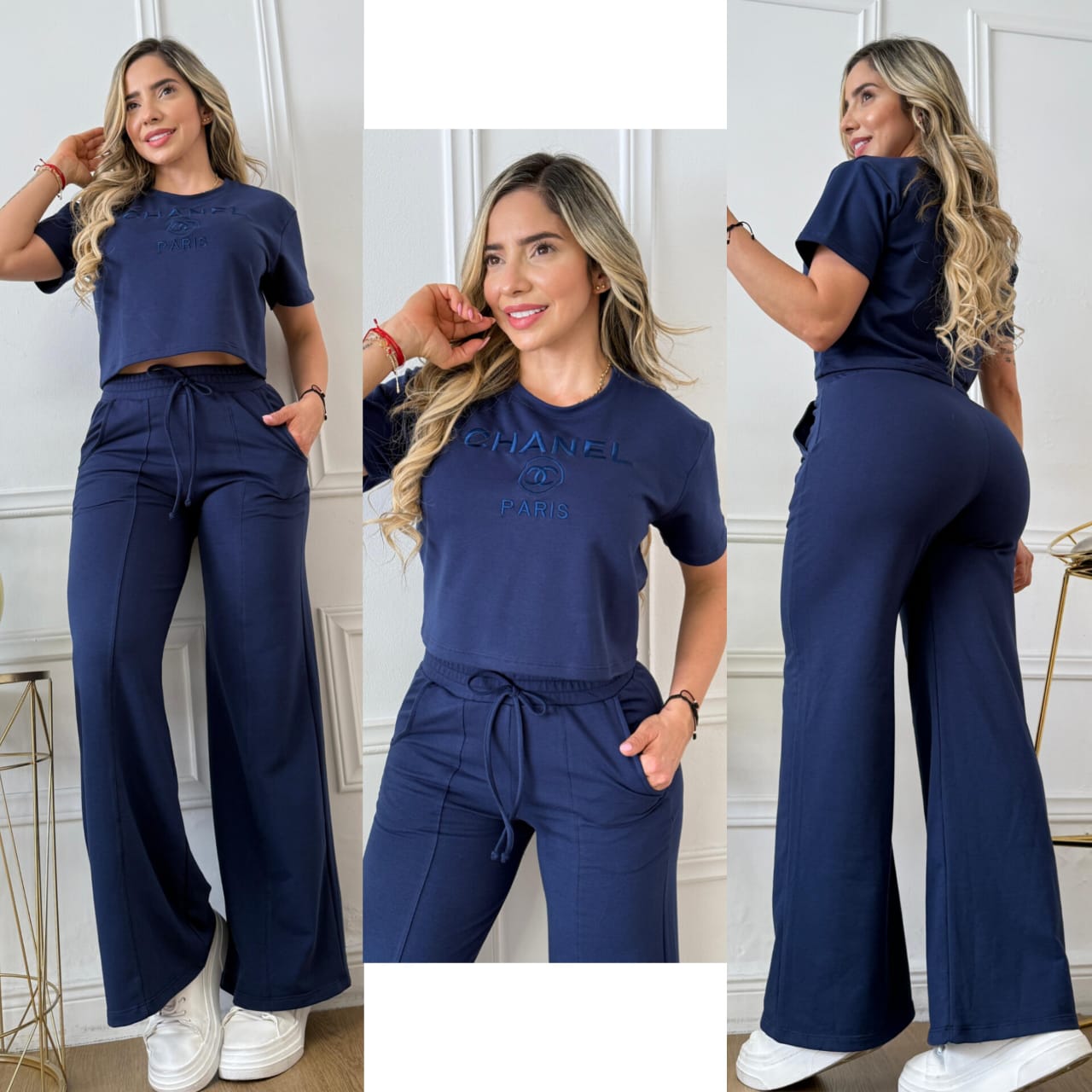 Conjunto bota campana bordado Chanel