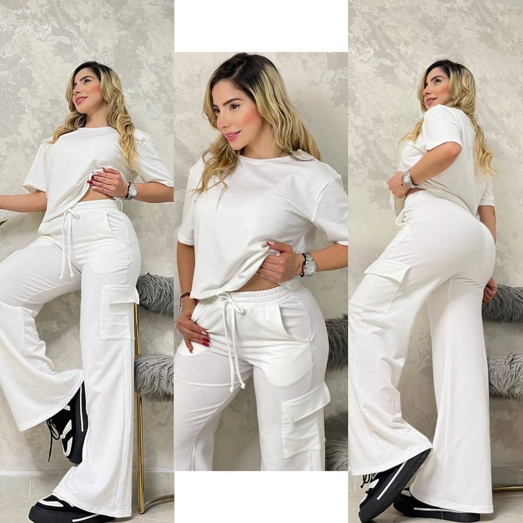 Conjunto blusón bota campana cargo