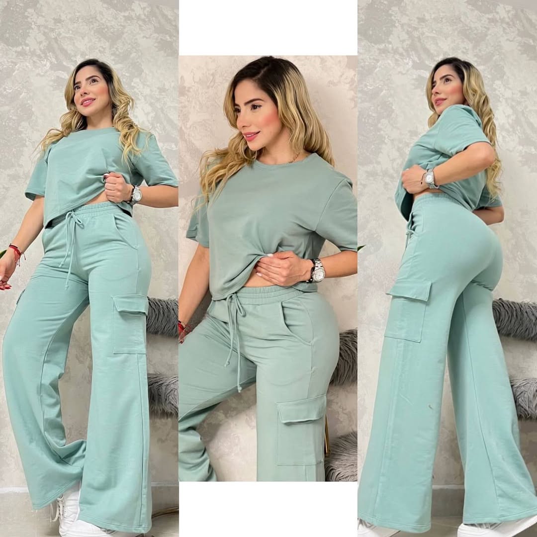 Conjunto blusón bota campana cargo