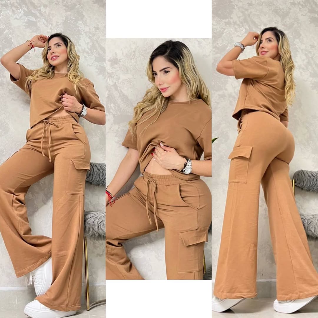 Conjunto blusón bota campana cargo