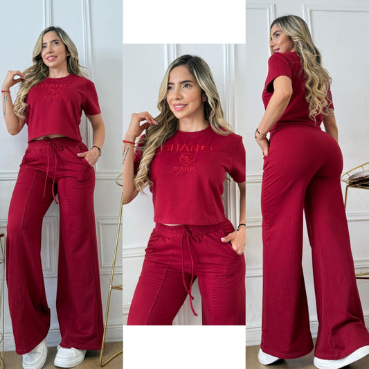 Conjunto bota campana bordado Chanel